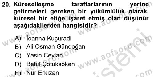 Siyaset Felsefesi 2 Dersi 2025 - 2026 Yılı (Final) Dönem Sonu Sınav Soruları 20. Soru