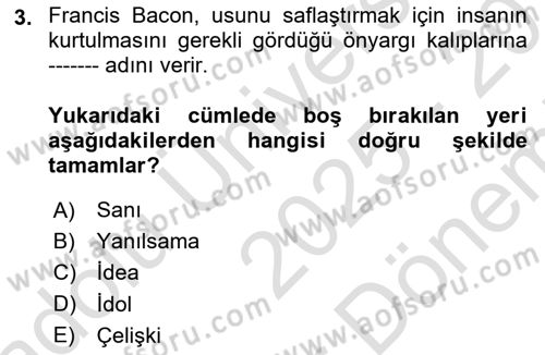 Siyaset Felsefesi 2 Dersi 2025 - 2026 Yılı (Final) Dönem Sonu Sınav Soruları 3. Soru