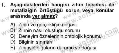 Zihin Felsefesi Dersi 2012 - 2013 Yılı (Vize) Ara Sınav Soruları 1. Soru