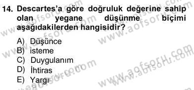 Zihin Felsefesi Dersi 2012 - 2013 Yılı (Vize) Ara Sınav Soruları 14. Soru
