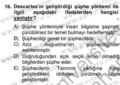 Zihin Felsefesi Dersi 2012 - 2013 Yılı (Vize) Ara Sınav Soruları 16. Soru