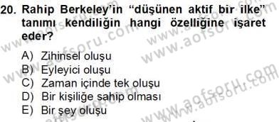 Zihin Felsefesi Dersi 2012 - 2013 Yılı (Final) Dönem Sonu Sınav Soruları 20. Soru