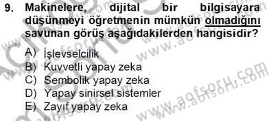 Zihin Felsefesi Dersi 2012 - 2013 Yılı (Final) Dönem Sonu Sınav Soruları 9. Soru