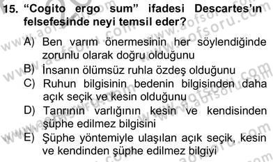 Zihin Felsefesi Dersi 2013 - 2014 Yılı (Vize) Ara Sınav Soruları 15. Soru