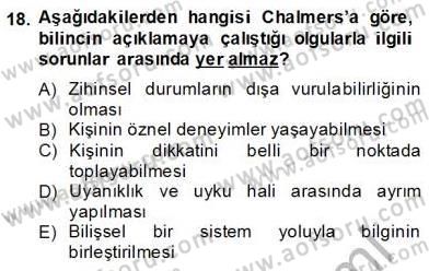 Zihin Felsefesi Dersi 2013 - 2014 Yılı (Final) Dönem Sonu Sınav Soruları 18. Soru