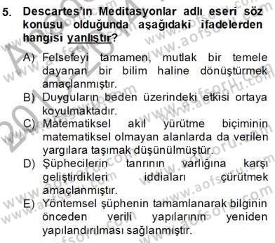 Zihin Felsefesi Dersi 2013 - 2014 Yılı (Final) Dönem Sonu Sınav Soruları 5. Soru