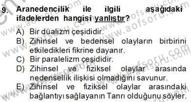 Zihin Felsefesi Dersi 2013 - 2014 Yılı (Final) Dönem Sonu Sınav Soruları 9. Soru