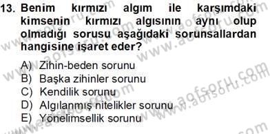 Zihin Felsefesi Dersi 2013 - 2014 Yılı Tek Ders Sınav Soruları 13. Soru