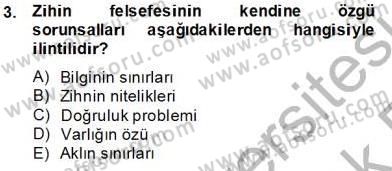 Zihin Felsefesi Dersi 2013 - 2014 Yılı Tek Ders Sınav Soruları 3. Soru
