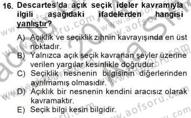 Zihin Felsefesi Dersi 2014 - 2015 Yılı (Vize) Ara Sınav Soruları 16. Soru