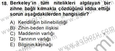 Zihin Felsefesi Dersi 2014 - 2015 Yılı (Vize) Ara Sınav Soruları 18. Soru