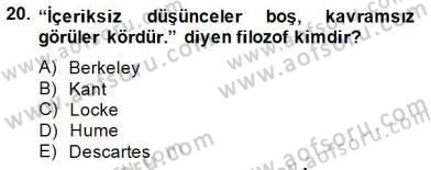 Zihin Felsefesi Dersi 2014 - 2015 Yılı (Vize) Ara Sınav Soruları 20. Soru