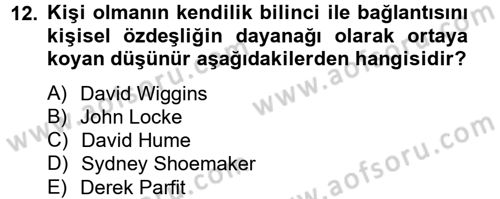 Zihin Felsefesi Dersi 2014 - 2015 Yılı (Final) Dönem Sonu Sınav Soruları 12. Soru