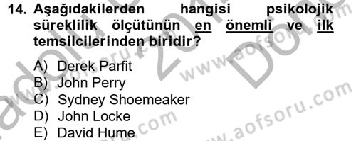 Zihin Felsefesi Dersi 2014 - 2015 Yılı (Final) Dönem Sonu Sınav Soruları 14. Soru
