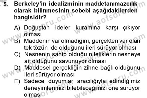 Zihin Felsefesi Dersi 2014 - 2015 Yılı (Final) Dönem Sonu Sınav Soruları 5. Soru