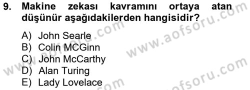 Zihin Felsefesi Dersi 2014 - 2015 Yılı (Final) Dönem Sonu Sınav Soruları 9. Soru