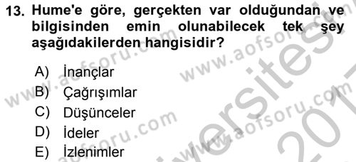 Zihin Felsefesi Dersi 2016 - 2017 Yılı 3 Ders Sınav Soruları 13. Soru