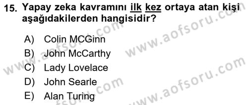 Zihin Felsefesi Dersi 2016 - 2017 Yılı 3 Ders Sınav Soruları 15. Soru
