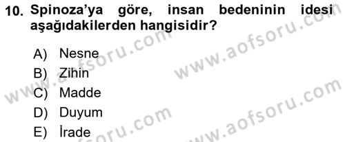 Zihin Felsefesi Dersi 2016 - 2017 Yılı (Vize) Ara Sınav Soruları 10. Soru