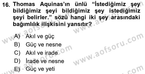 Zihin Felsefesi Dersi 2016 - 2017 Yılı (Vize) Ara Sınav Soruları 16. Soru