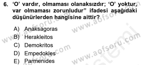 Zihin Felsefesi Dersi 2017 - 2018 Yılı 3 Ders Sınav Soruları 6. Soru