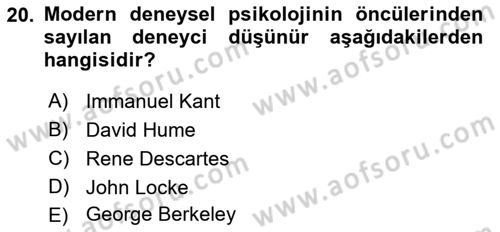 Zihin Felsefesi Dersi 2017 - 2018 Yılı (Vize) Ara Sınav Soruları 20. Soru
