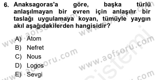 Zihin Felsefesi Dersi 2017 - 2018 Yılı (Vize) Ara Sınav Soruları 6. Soru