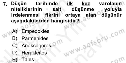 Zihin Felsefesi Dersi 2017 - 2018 Yılı (Vize) Ara Sınav Soruları 7. Soru