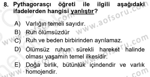 Zihin Felsefesi Dersi 2017 - 2018 Yılı (Vize) Ara Sınav Soruları 8. Soru