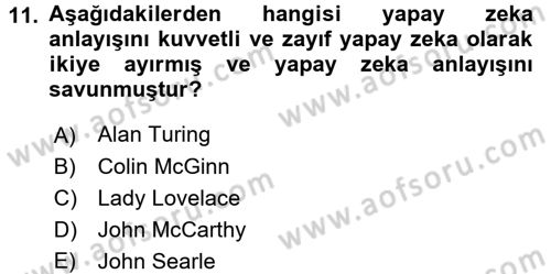 Zihin Felsefesi Dersi 2017 - 2018 Yılı (Final) Dönem Sonu Sınav Soruları 11. Soru