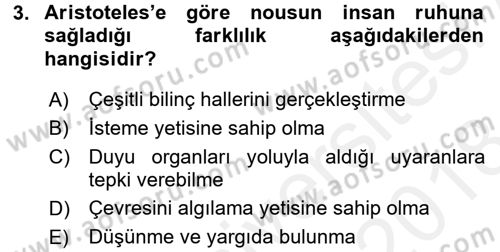 Zihin Felsefesi Dersi 2017 - 2018 Yılı (Final) Dönem Sonu Sınav Soruları 3. Soru