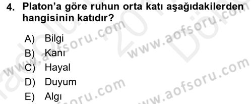 Zihin Felsefesi Dersi 2017 - 2018 Yılı (Final) Dönem Sonu Sınav Soruları 4. Soru