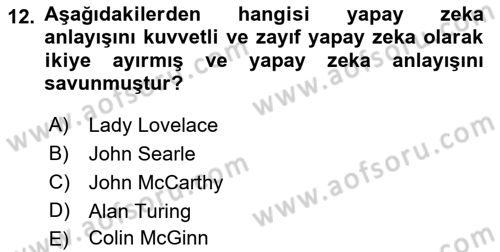 Zihin Felsefesi Dersi 2018 - 2019 Yılı 3 Ders Sınav Soruları 12. Soru