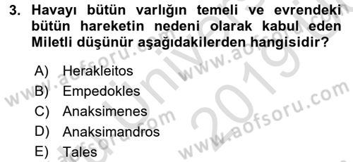 Zihin Felsefesi Dersi 2018 - 2019 Yılı 3 Ders Sınav Soruları 3. Soru