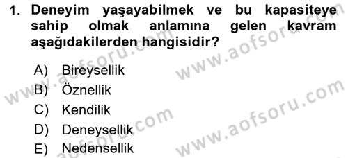 Zihin Felsefesi Dersi 2018 - 2019 Yılı (Vize) Ara Sınav Soruları 1. Soru