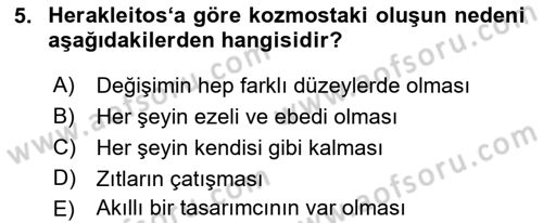 Zihin Felsefesi Dersi 2018 - 2019 Yılı (Vize) Ara Sınav Soruları 5. Soru