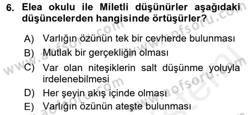 Zihin Felsefesi Dersi 2018 - 2019 Yılı (Vize) Ara Sınav Soruları 6. Soru