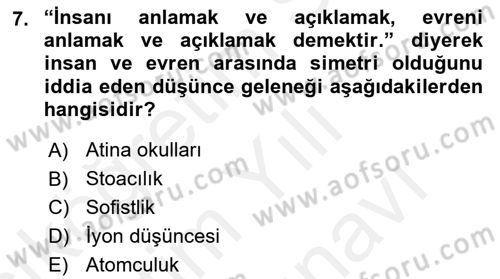 Zihin Felsefesi Dersi 2018 - 2019 Yılı (Vize) Ara Sınav Soruları 7. Soru