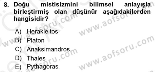 Zihin Felsefesi Dersi 2018 - 2019 Yılı (Vize) Ara Sınav Soruları 8. Soru