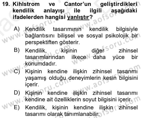 Zihin Felsefesi Dersi 2018 - 2019 Yılı (Final) Dönem Sonu Sınav Soruları 19. Soru