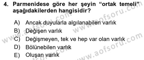 Zihin Felsefesi Dersi 2018 - 2019 Yılı Yaz Okulu Sınav Soruları 4. Soru