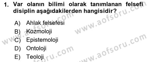 Zihin Felsefesi Dersi 2021 - 2022 Yılı (Vize) Ara Sınav Soruları 1. Soru