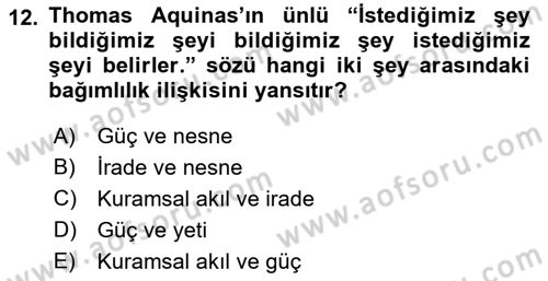 Zihin Felsefesi Dersi 2021 - 2022 Yılı (Vize) Ara Sınav Soruları 12. Soru