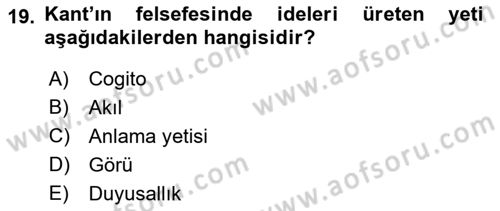 Zihin Felsefesi Dersi 2021 - 2022 Yılı (Vize) Ara Sınav Soruları 19. Soru