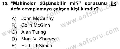 Zihin Felsefesi Dersi 2021 - 2022 Yılı (Final) Dönem Sonu Sınav Soruları 10. Soru