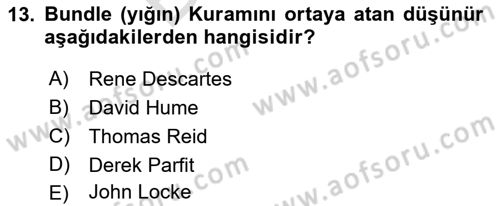 Zihin Felsefesi Dersi 2021 - 2022 Yılı (Final) Dönem Sonu Sınav Soruları 13. Soru