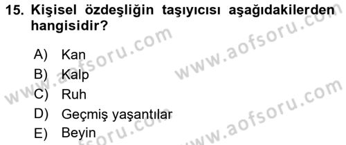 Zihin Felsefesi Dersi 2021 - 2022 Yılı Yaz Okulu Sınav Soruları 15. Soru