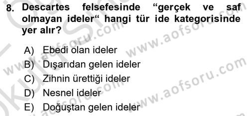 Zihin Felsefesi Dersi 2021 - 2022 Yılı Yaz Okulu Sınav Soruları 8. Soru