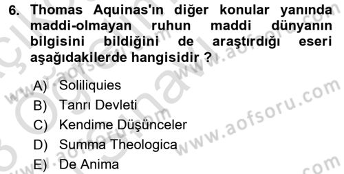 Zihin Felsefesi Dersi 2022 - 2023 Yılı Yaz Okulu Sınav Soruları 6. Soru