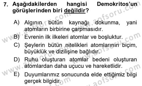 Zihin Felsefesi Dersi 2023 - 2024 Yılı (Vize) Ara Sınav Soruları 7. Soru
